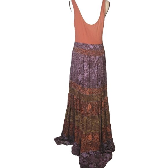 Anthropologie Large Tall maxi long dress snake print texture stretch tank - Picture 4 of 15